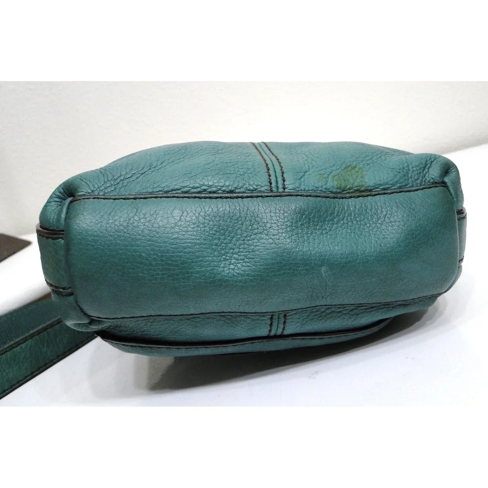 Fossil‎ Long Live Vintage 1954 Teal Leather Crossbody Bag Turnlock Small